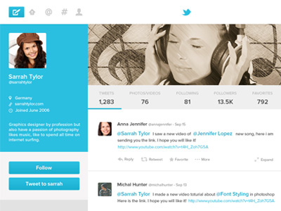 Twitter Profile clean flat graphics icons mobile profile twitter ui ux web
