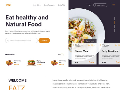 Eatz (Order Online Food) admin buy cart clean customer portal dashboad deliver ecommerce food interface menu order online platform product design ui web