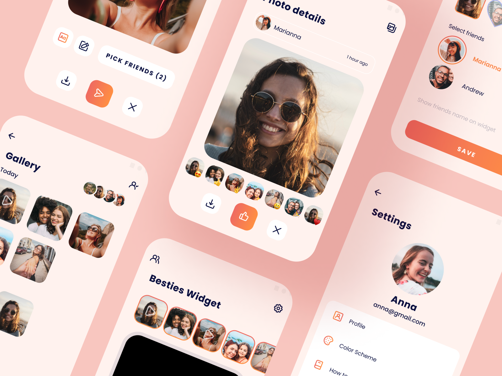 Bestie Widget mobile app by Ekaterina Levchuk on Dribbble