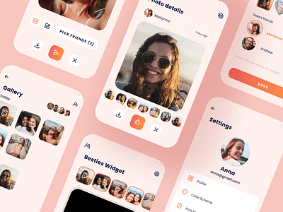 Bestie Widget mobile app app app design bestie friend graphic design homescreen list live video mobile moments photo reaction share theme ui ux video widget