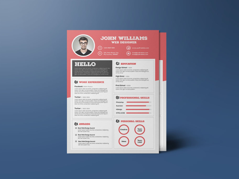 Free Red Resume Template by Julian Ma on Dribbble