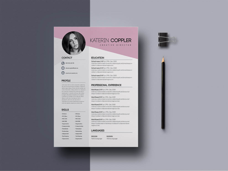 Free Feminine Resume Templates by Julian Ma on Dribbble