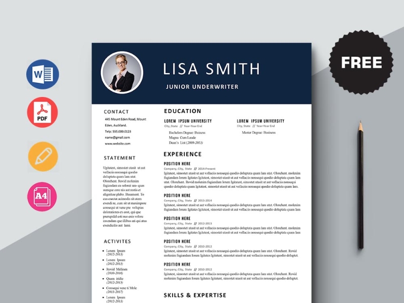 Free Junior Underwriter Resume Template by Julian Ma on Dribbble