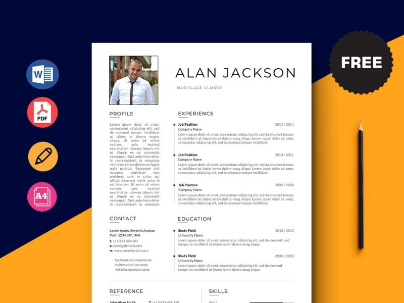 Free Mortgage Closer Resume Template by Julian Ma on Dribbble