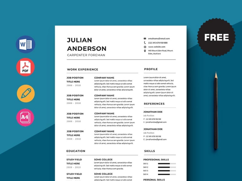 Free Carpenter Resume Template By Julian Ma On Dribbble