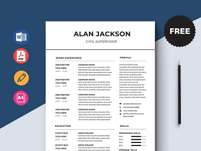 Free Civil Supervisor Resume Template curriculum vitae cv cv template design free cv free cv template free resume template freebie freebies resume