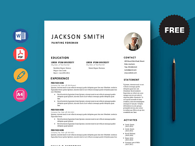 Free Painting Foreman Resume Template curriculum vitae cv cv template design free cv free cv template free resume template freebie freebies resume