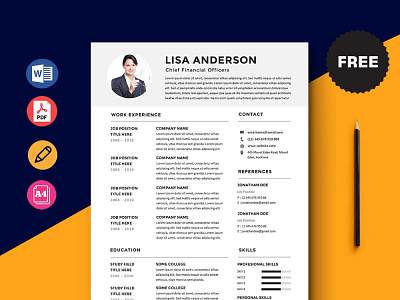 Free Chief Financial Officers (CFO) Resume Template curriculum vitae cv cv template free cv free cv template free resume template freebie freebies resume