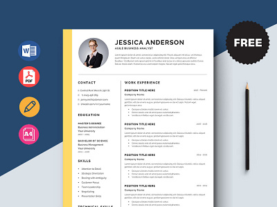 Free Agile Business Analyst Resume Template curriculum vitae cv cv template free cv free cv template free resume template freebie freebies resume
