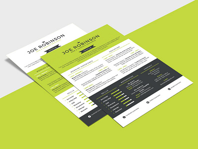 Free Single Page Resume Template With Three Custom Colors Design