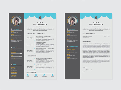 Free Creative Resume Template with Matching Cover Letter cv free psd free resume template freebie freebies photoshop psd resume
