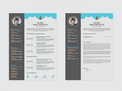 Free Creative Resume Template with Matching Cover Letter