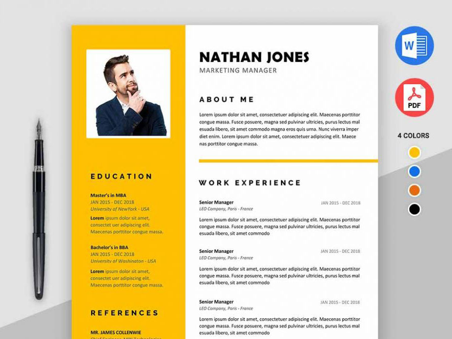 Super Free Microsoft Word Resume Template with Modern Design by Julian GU-84