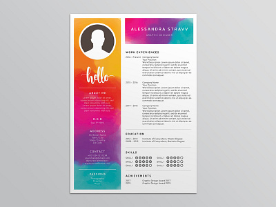 Free Colorful Resume Template For Job Seeker ai colorful colorful resume curriculum vitae cv cv template eps free cv free cv template free resume template freebie freebies illustrator jobs resume