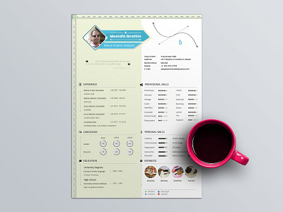 Free PSD Resume Template with Infographic Style Design