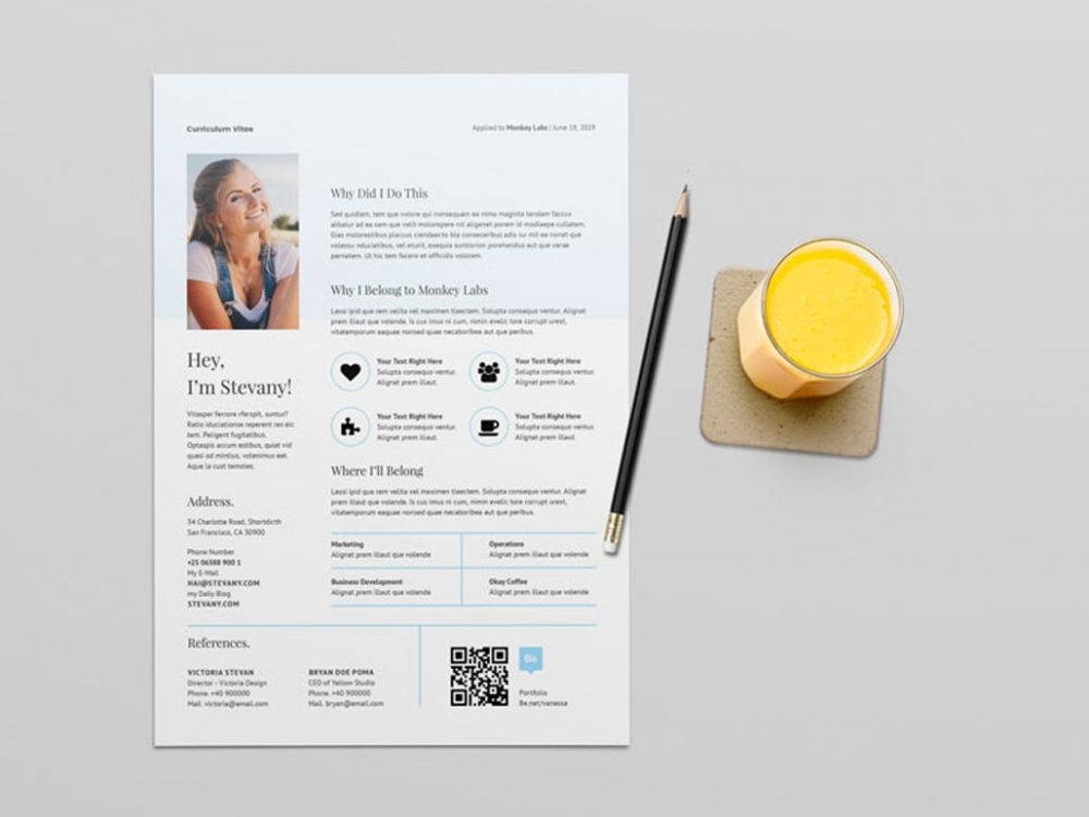 free qr code resume template in ms word by julian ma on