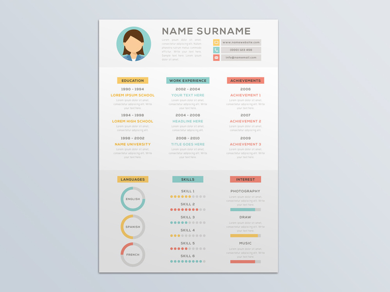 Free Vector Resume Template With Infographic Style by Julian Ma on Dribbble