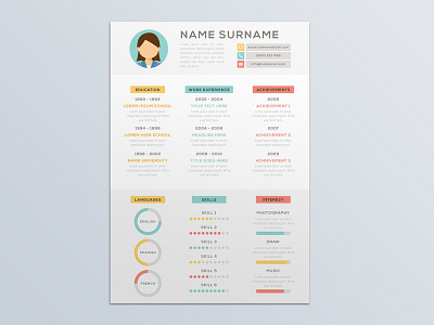 Free Vector Resume Template With Infographic Style curriculum vitae cv cv template eps free cv free cv template free resume template freebie freebies illustrator infographic resume vector resume