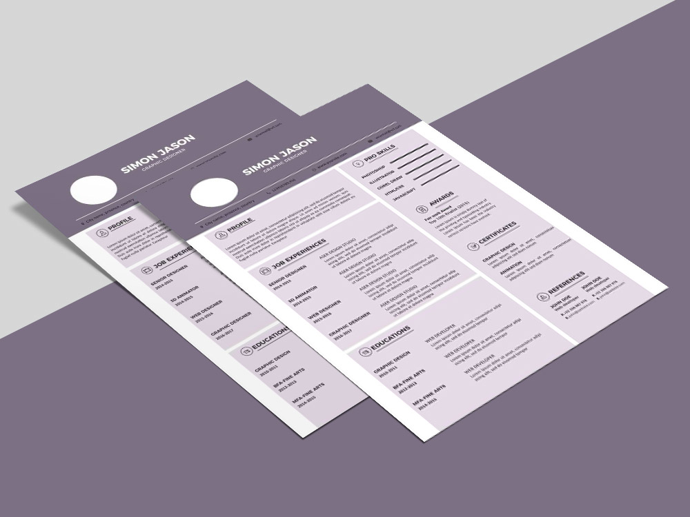 microsoft word resume template purple free