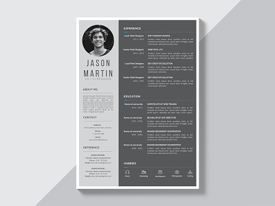 Free Grey Resume Template With Simple Style Design