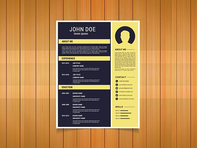 Free Flat Resume Template With Yellow Color Scheme curriculum vitae cv cv template eps free cv free cv template free resume template freebie freebies resume