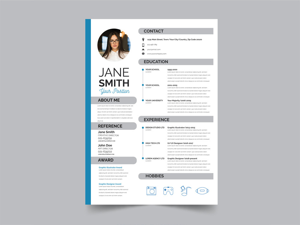 Free Modern Flat Resume Template by Julian Ma on Dribbble