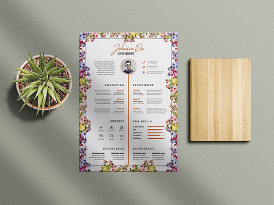 Free Beautiful Flower Resume Template curriculum vitae cv cv template free cv free cv template free resume template freebie freebies psd resume