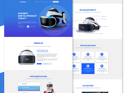 Virtual Reality Psd Template portfolio software startup technology virtual reality