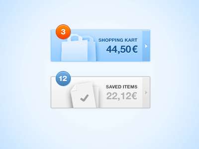 Shopping Kart & Saved Items badge blue icons illustration light list shopping kart soft
