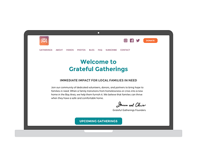 Redesigning GratefulGatherings.org - Part 1 interaction design lean design pro bono user testing ux design wireframes wordpress