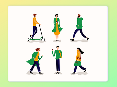 Humans Illustration 169349 green human humans illustration mockup orange people street ui uidesign vector