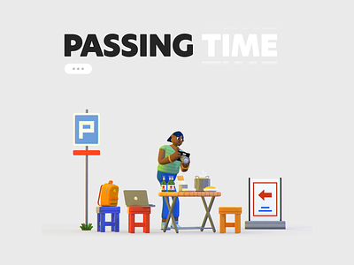 ⏳ Passing Time - Street Food 📸 🥢 3d 3d character alfresco animation beer character animation character design food photography illustration influencerlife likes looping motion motion graphics noodles street food