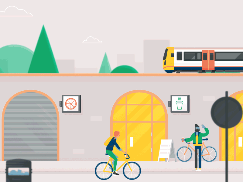 Untethered Collective - Explainer Video animation bike eastlondon explainer video gif icons illustration overground shopify train