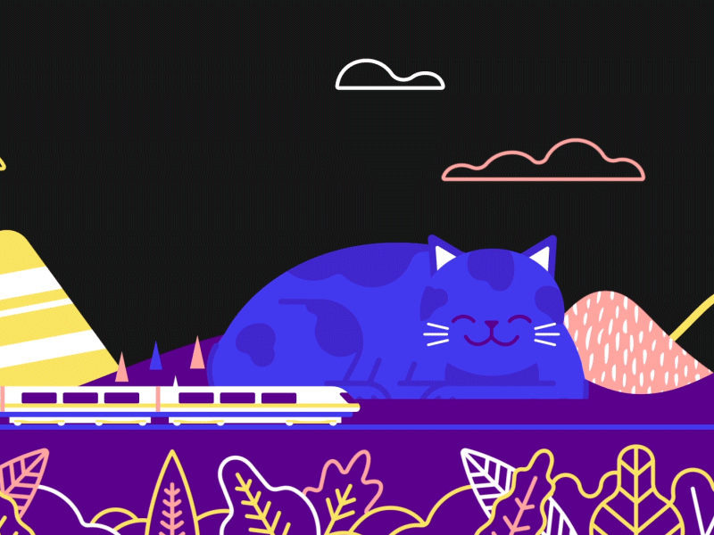 Echo Lake - Book Trailer animation book cat dream gif illustration landscape love surreal trailer train
