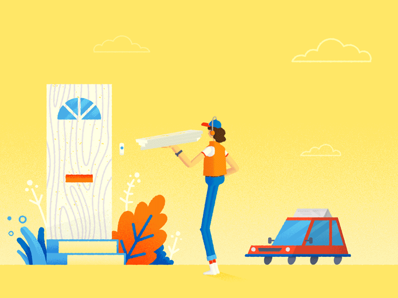 Pizza Delivery 🍕 🚗 🍕 animation delivery doorbell gif loop pizza small business