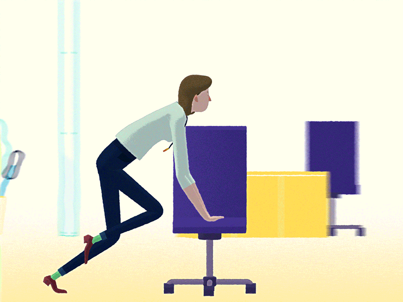 Rolling into the weekend 😎💺 animation fridayfeeling gif illustration loopinggif motion motiongraphics office woosh