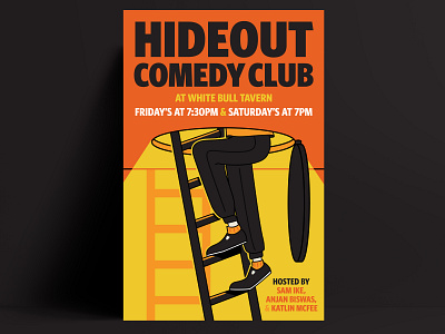 Hideout Comedy brand identity design branding comedy poster design illustration illustrator lettering poster typography vector