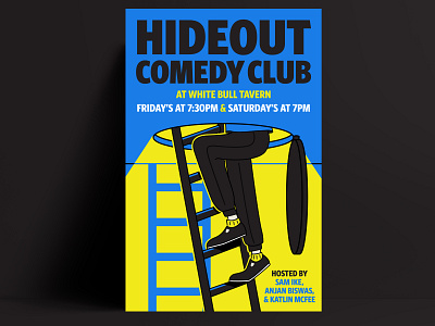 Hideout Comedy Club Poster brand identity brand identity design branding comedy poster design illustration illustrator poster typography vector