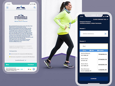 NYRR Results Database branding ui ux