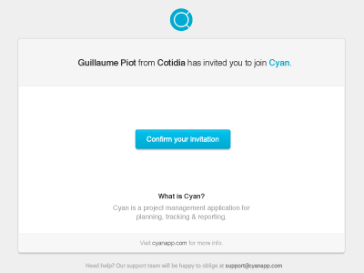 Cyan email design - Invitation email ui