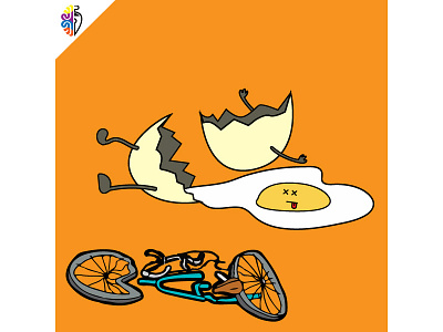 Use Safety Stuff while playing on Road creative cycle eggs graphics illustration vector art