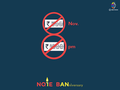 Note Ban Anniversary creative demonetization graphicart minimal