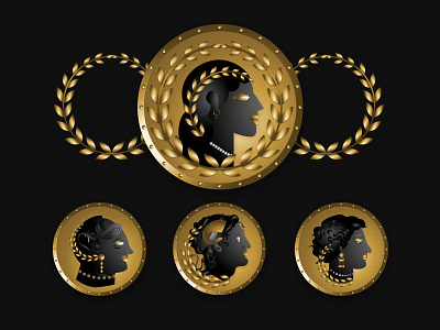 Coins 3d casino character coin dark game illustration minimal roman sculpture vector