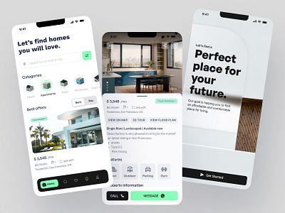 Real state app apartment application design home minimal properties realstate rent sale search ui ux