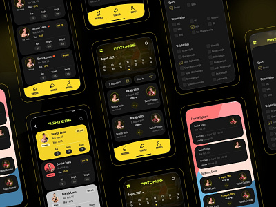 Boxer Dark Theme App Design boxing app dark theme dark theme app design design fights app design graphic design ui uiux design