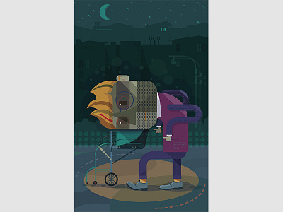 Early Morning 2d character design flat design illustration