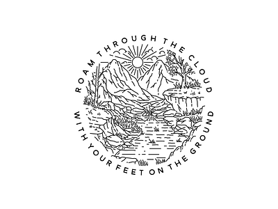 Monoline Landscape badge badge logo distressed logo logo design monoline nature vintage