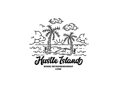 Husle Island badge badge design badge logo landscape design landscape illustration lanscape logo logo design minimalist minimalist logo monoline vintage