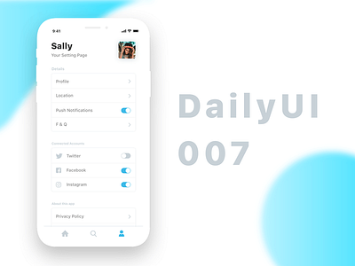 Daily UI 007 - Setting 007 dailyui setting