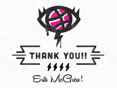 Mudshock - Thank you Erik McGrew debut dribbble eye gif logo mudshock shot